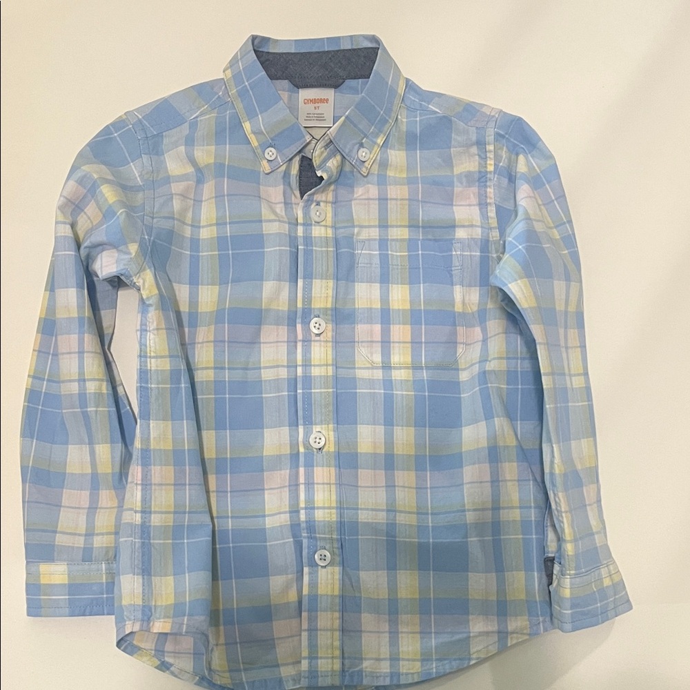 Gymboree Light Blue and Yellow Plaid Button-Up Shirt